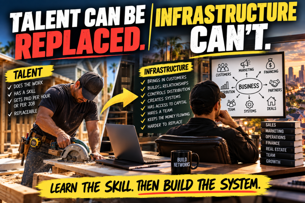 Talent can be replaced, infrastructure cannot. Learn the skill, then build the system.